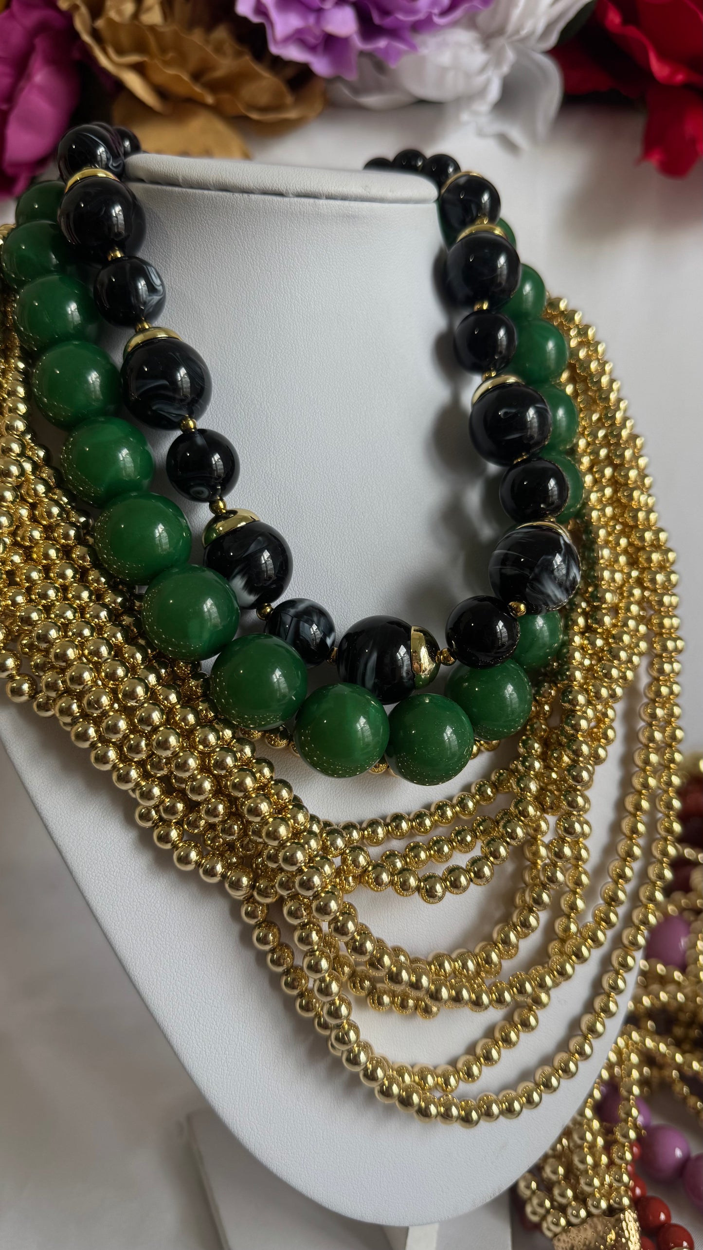 Combinación collares verde/negro