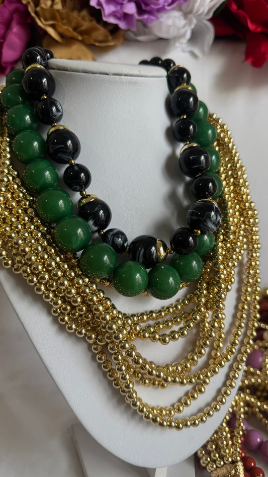 Combinación collares verde/negro